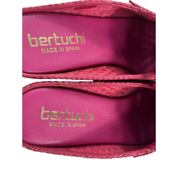 Bertuchi Genuine Leather Slip-On Mules Flats Loafers Woven Dark Pink Size 38 - Picture 5 of 16